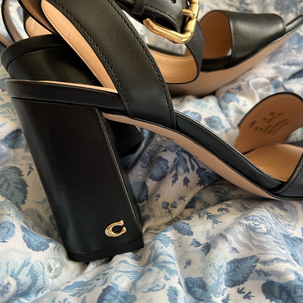 Coach Black Leather Shelby Sandal Heel - Picture 3 of 11